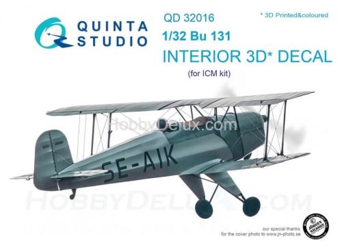 3D Декаль интерьера кабины Bu 131 для модели ICM