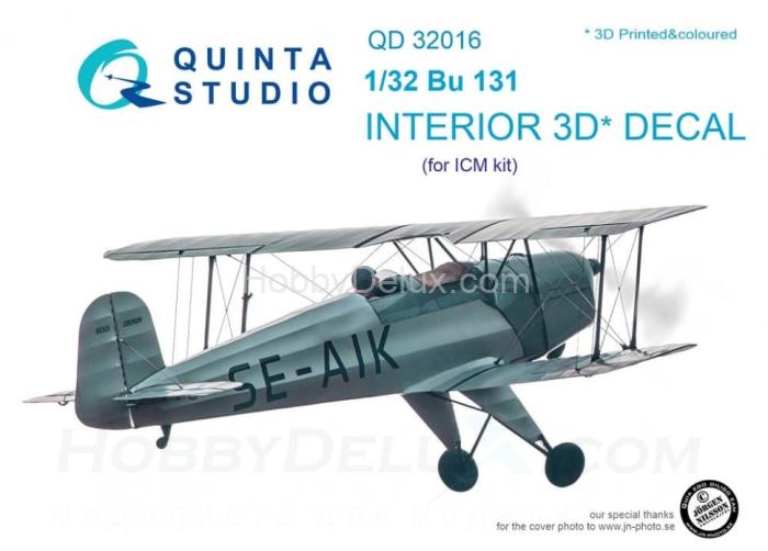 3D Декаль интерьера кабины Bu 131 для модели ICM QD32016