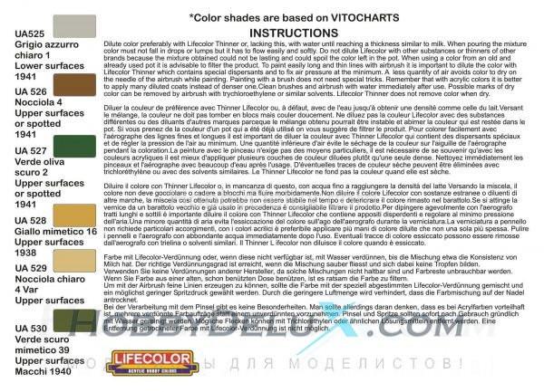 Набор красок Life Color -  REGIA AERONAUTICA WWII COLOURS SET #1 FIGHTERS CS19