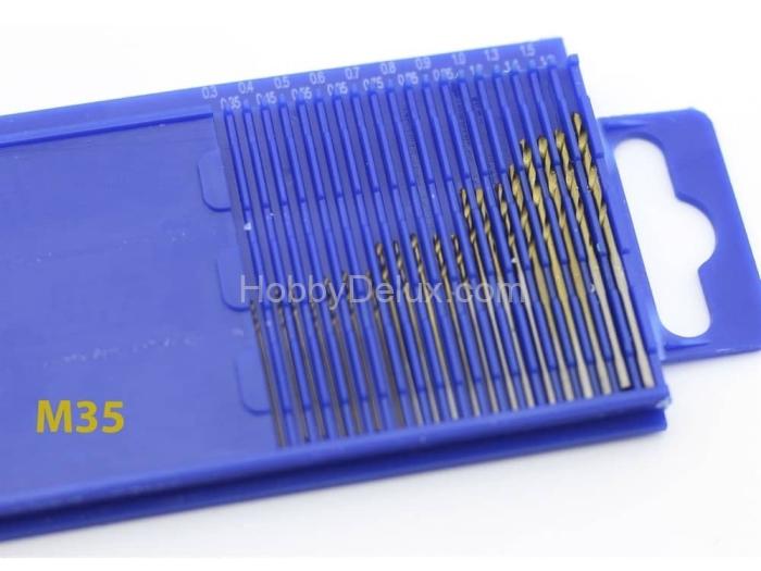 Мини-сверла, диаметр 0,3 - 1,6 мм, набор, 20 шт., HSS М35, нитрид-титановое покрытие JAS4280