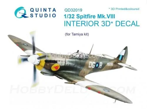 3D Декаль интерьера кабины Spitfire Mk.VIII для модели Tamiya