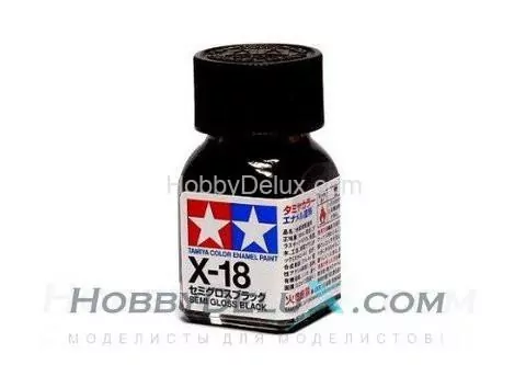 Краска эмалевая Tamiya - X-18 Semi Gloss Black