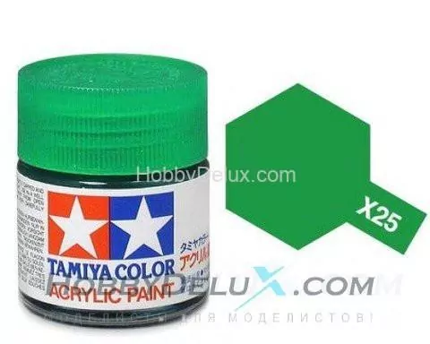 Краска акриловая Tamiya - X-25 Clear Green (прозрачная зеленая)