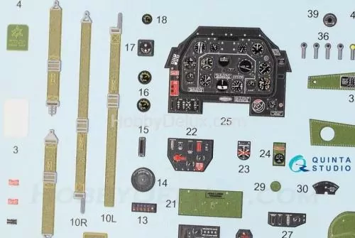 3D Декаль интерьера кабины P-51D ранний для модели Tamiya