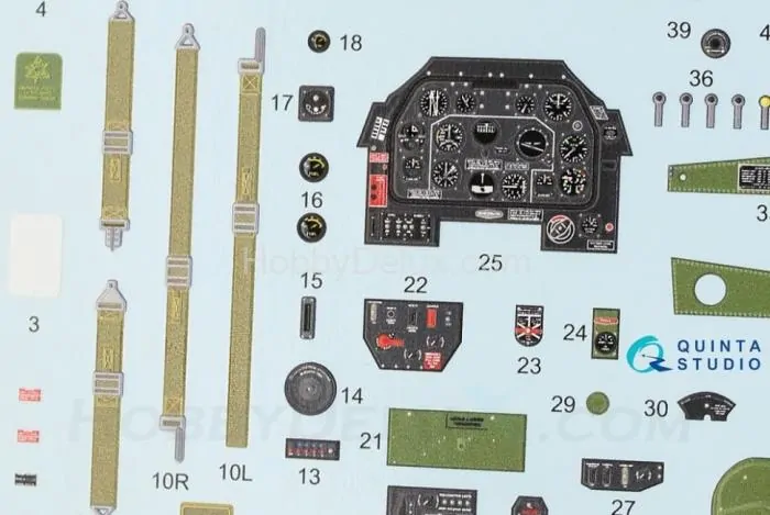 3D Декаль интерьера кабины P-51D ранний для модели Tamiya QD32005