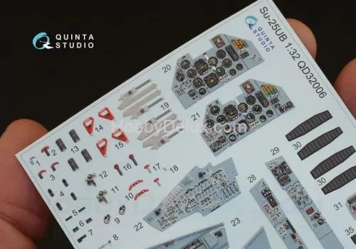 3D Декаль интерьера кабины Су-25УБ для модели Трубач