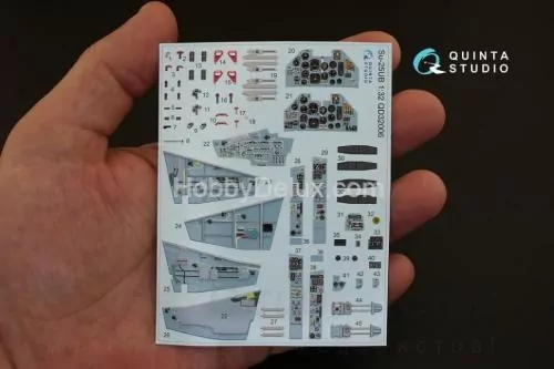 3D Декаль интерьера кабины Су-25УБ для модели Трубач