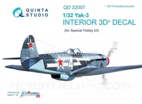 3D Декаль интерьера кабины Як-3 для модели Special Hobby
