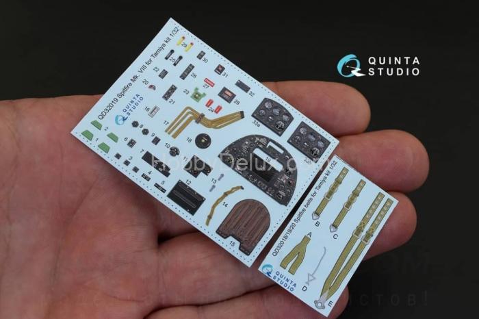 3D Декаль интерьера кабины Spitfire Mk.VIII для модели Tamiya QD32019