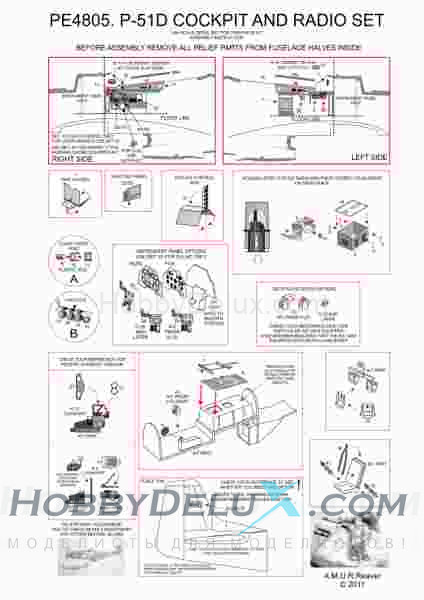 P-51D Mustang Cockpit and Radio Set 1/48 AR-4805