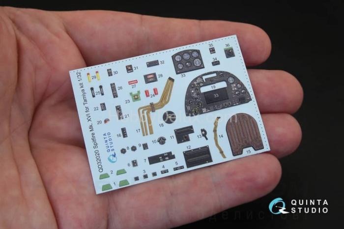 3D Декаль интерьера кабины Spitfire Mk.XVI для модели Tamiya QD32020