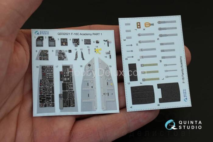 3D Декаль интерьера кабины F-16C для модели Academy QD32021