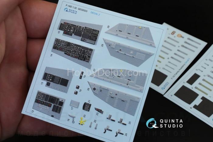 3D Декаль интерьера кабины F-16D для модели Academy QD32023