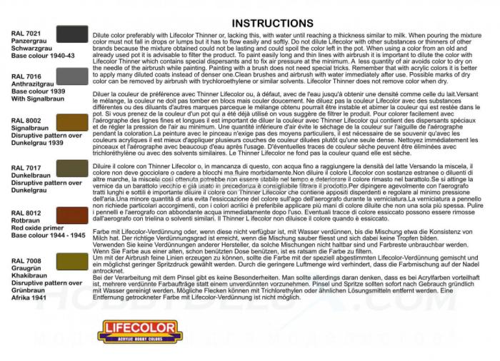 Набор красок Life Color - GERMAN WWII TANKS SET #2 CS03