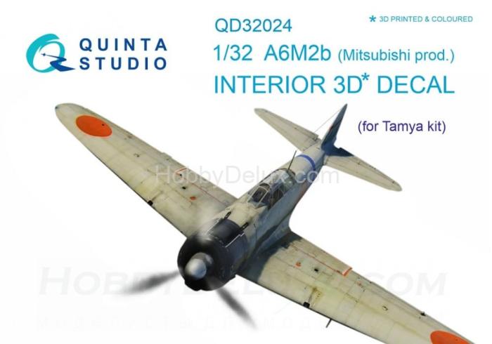 3D Декаль интерьера кабины A6M2b Mitsubishi prod. для модели Tamiya QD32024