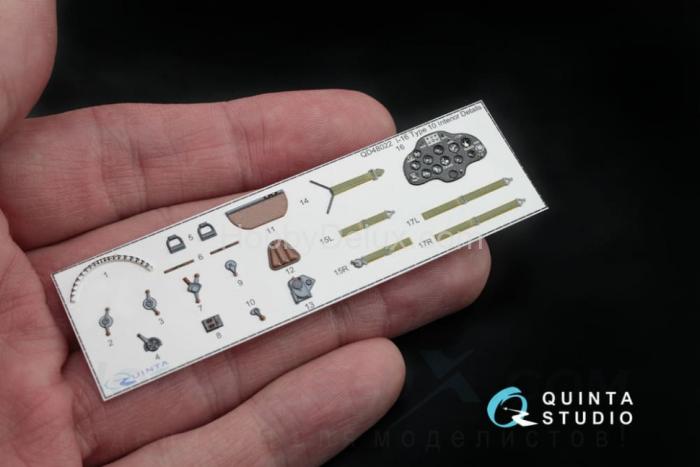 3D Декаль интерьера кабины И-16 тип 5 (для конверсии из любых моделей И-16 тип 10) QD48021