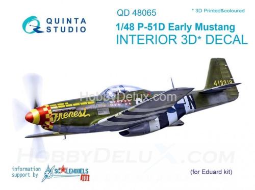 3D Декаль интерьера кабины P-51D ранний для модели Eduard
