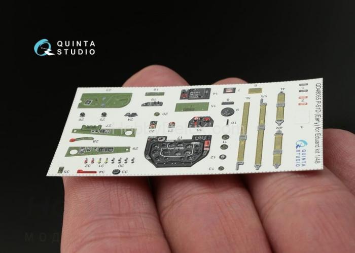 3D Декаль интерьера кабины P-51D ранний для модели Eduard QD48065