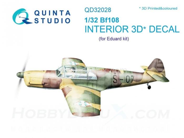 3D Декаль интерьера кабины Bf 108 для модели Eduard QD32028
