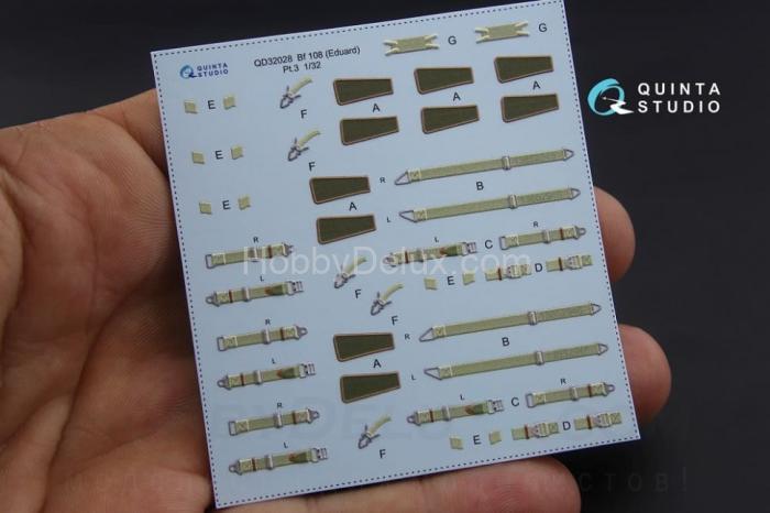 3D Декаль интерьера кабины Bf 108 для модели Eduard QD32028