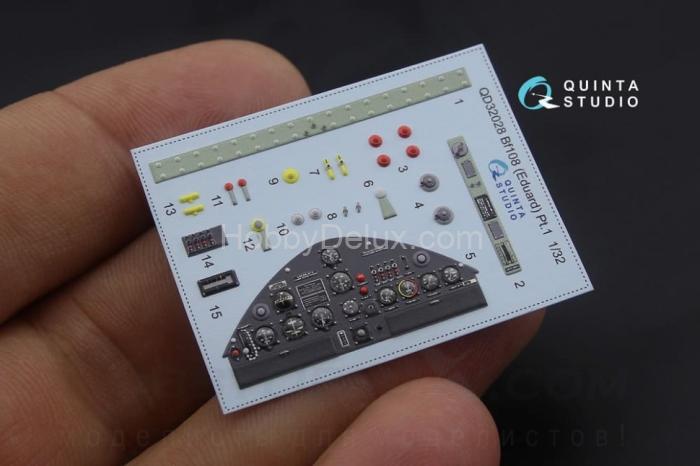 3D Декаль интерьера кабины Bf 108 для модели Eduard QD32028