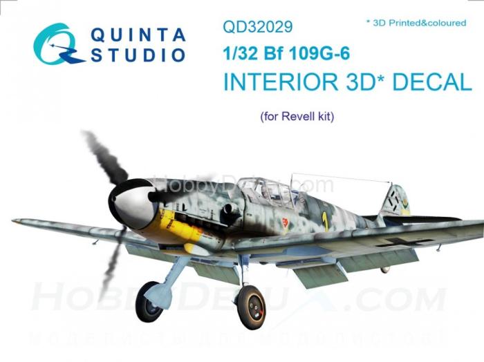 3D Декаль интерьера кабины Bf 109G-6 для модели Revell QD32029