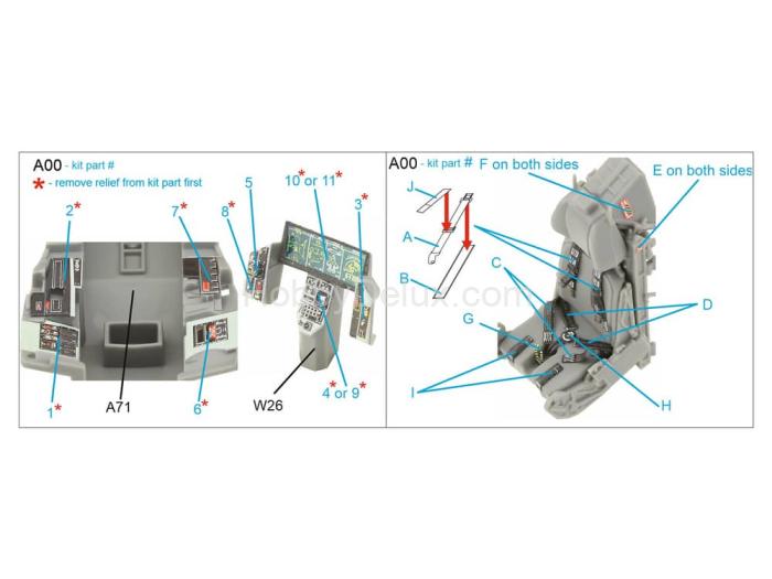 3D Декаль интерьера кабины F-35B QD48440