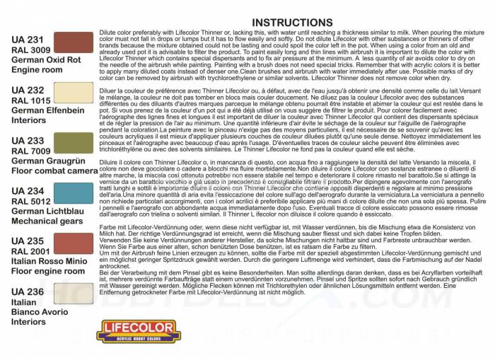 Набор красок Life Color -  INTERIORS OF GERMAN AND ITALIAN TANKS WWII CS22