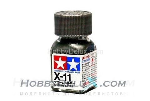 Краска эмалевая Tamiya - X-11 Chrome Silver 80011