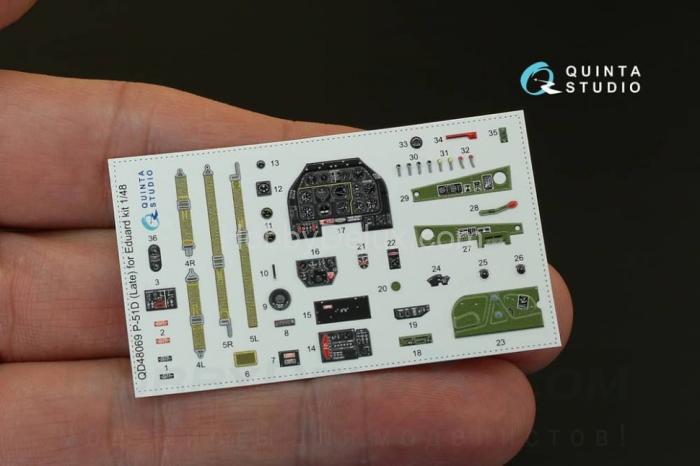 3D Декаль интерьера кабины P-51D поздний для модели Eduard QD48069