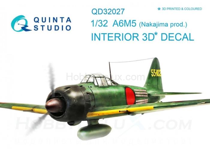 3D Декаль интерьера кабины A6M5 Nakajima prod. для модели Tamiya QD32027