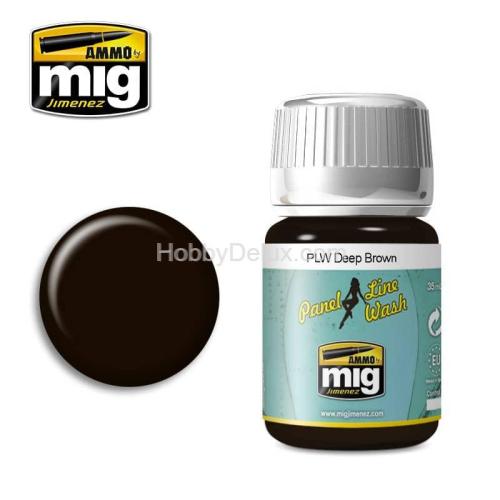 Ammo Mig AMIG1618 Смывка PLW DEEP BROWN (смывка для стыков панелей, глубокий коричневый цвет)