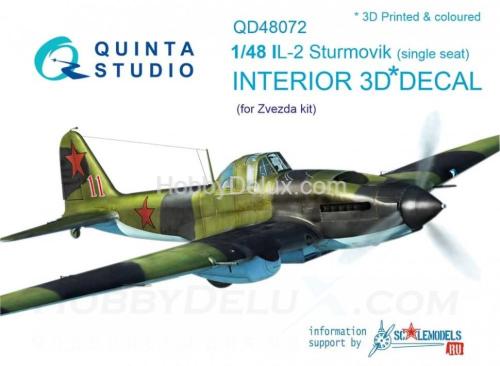 3D Декаль интерьера кабины Ил-2 одноместный  для модели Звезда