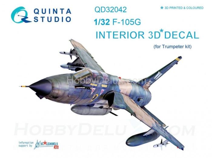 3D Декаль интерьера кабины F-105G для модели Трубач QD32042