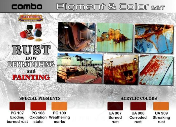 Набор красок Life Color -  и пигментов COMBO SET Rust how reproducing and painting SPG03