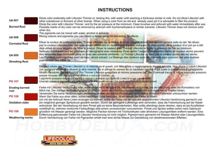 Набор красок Life Color -  и пигментов COMBO SET Rust how reproducing and painting SPG03