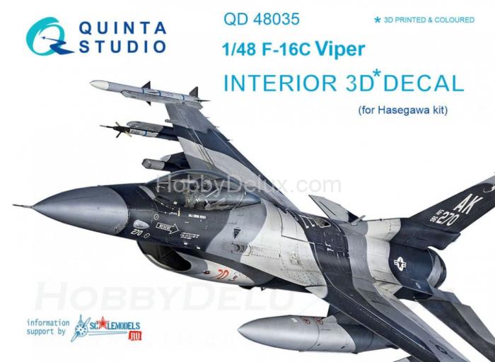 3D Декаль интерьера кабины F-16С Hasegawa QD48035