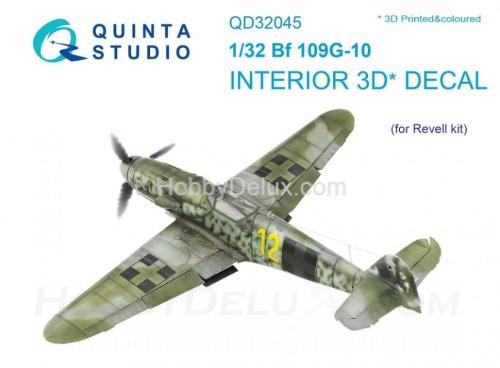 3D Декаль интерьера кабины Bf 109G-10 для модели Revell