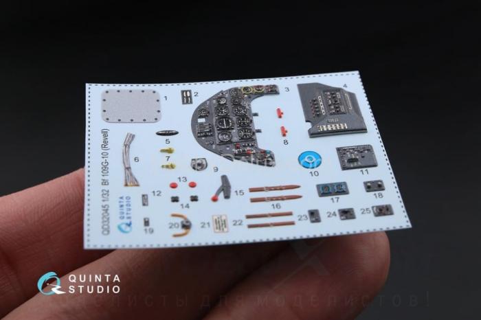 3D Декаль интерьера кабины Bf 109G-10 для модели Revell QD32045