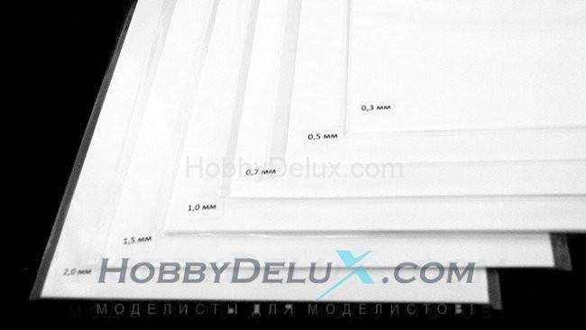 Полистирол листовой белый 0,7 мм 1 лист 20х30 см AH0002