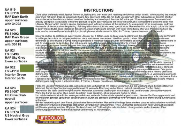 Набор красок Life Color -  ROYAL AUSTRALIAN AIR FORCE WWII SET #2 XS02