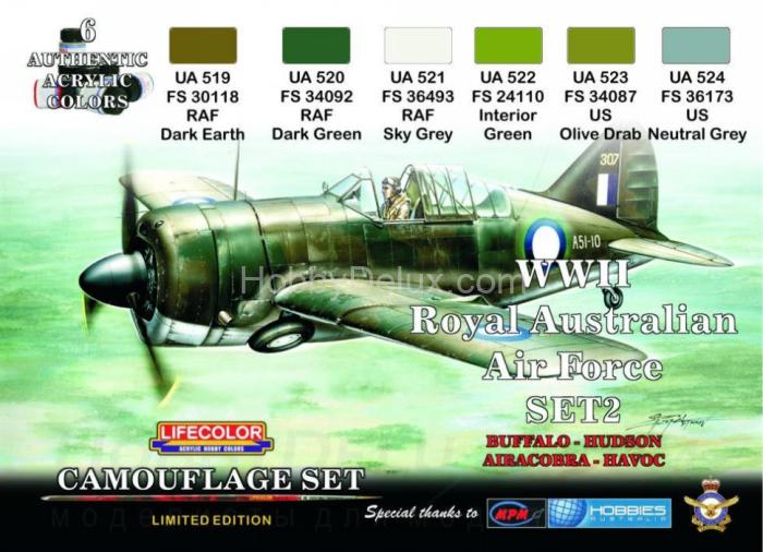 Набор красок Life Color -  ROYAL AUSTRALIAN AIR FORCE WWII SET #2 XS02