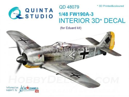 3D Декаль интерьера кабины Fw 190A-3 для модели Eduard