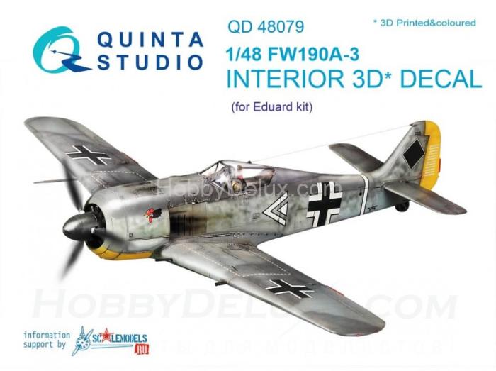 3D Декаль интерьера кабины Fw 190A-3 для модели Eduard QD48079