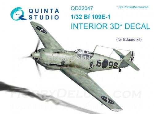 3D Декаль интерьера кабины Bf 109E-1 для модели Eduard