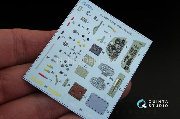 3D Декаль интерьера кабины Bf 109E-1 для модели Eduard QD32047