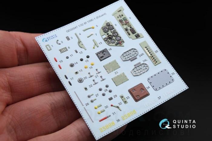 3D Декаль интерьера кабины Bf 109E-1 для модели Eduard QD32047