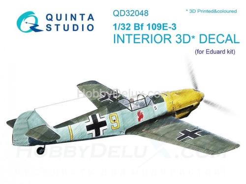 3D Декаль интерьера кабины Bf 109E-3 для модели Eduard