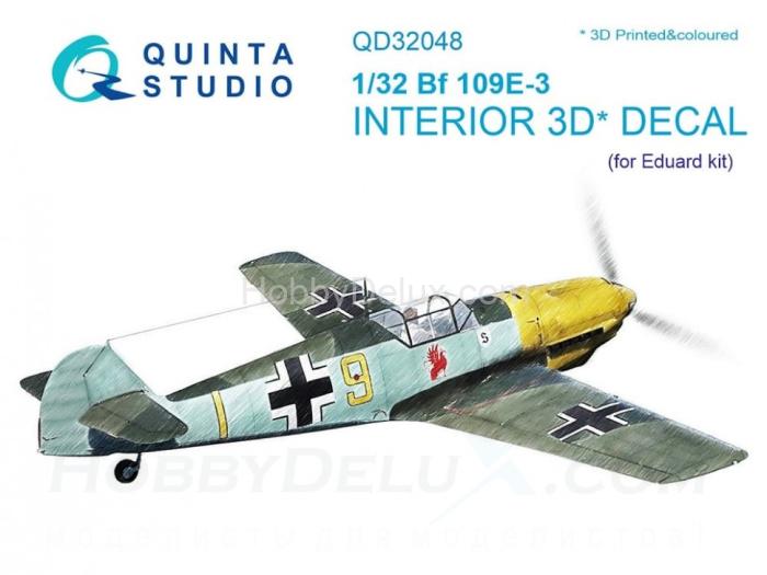 3D Декаль интерьера кабины Bf 109E-3 для модели Eduard QD32048