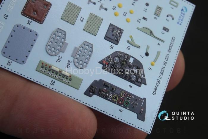 3D Декаль интерьера кабины Bf 109E-3 для модели Eduard QD32048